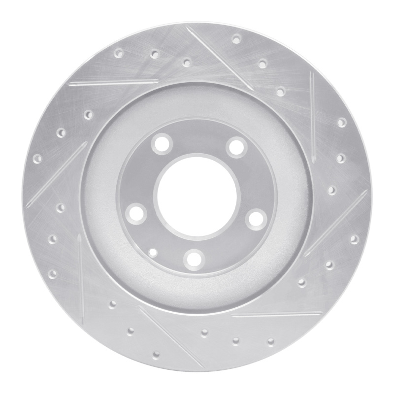 Mazda RX-8 Brake Rotor (1) - Rear Left - R1 Concepts - Drilled & Slotted - Silver - `04-`11